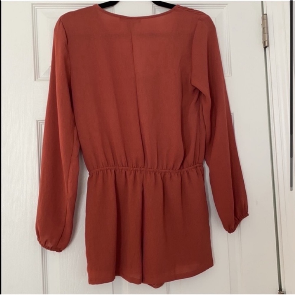 Forever 21 Long Sleeve Burnt Orange Romper - Picture 2 of 3